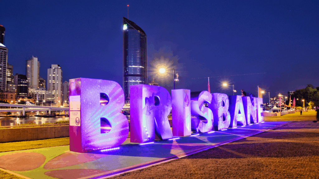 Brisbane city skyline with Olympic developments for the 2032 Brisbane Olympics property boom